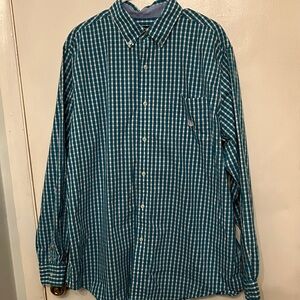 Chaps Teal and White Plaid Men's Shirt